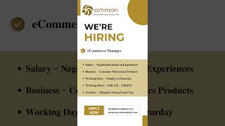 We're hiring "eCommerce Manager" for our client company.