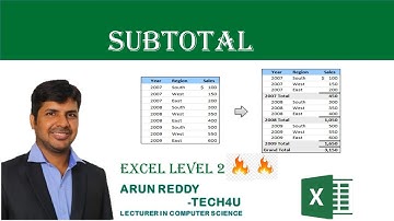 EXCEL LEVEL 2 PART 1 - SUBTOTAL