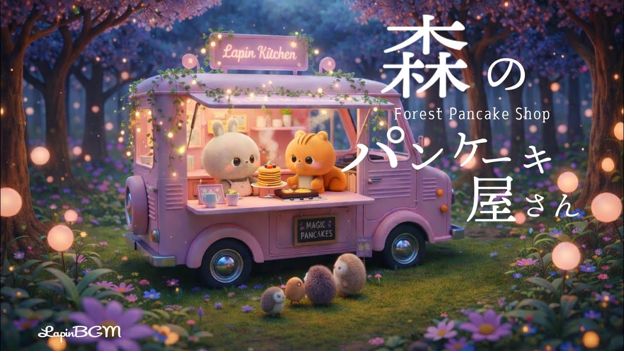 夜の森のパンケーキ屋さん｜lo-fi/ピアノ/チル【作業用BGM🎧】Cozy Night Cafe in a Fairy Forest | Relaxing Lofi・ラパンと森の動物たち