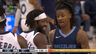 Ja Morant talking sh*t to Pat Bev after he pushed him in the back