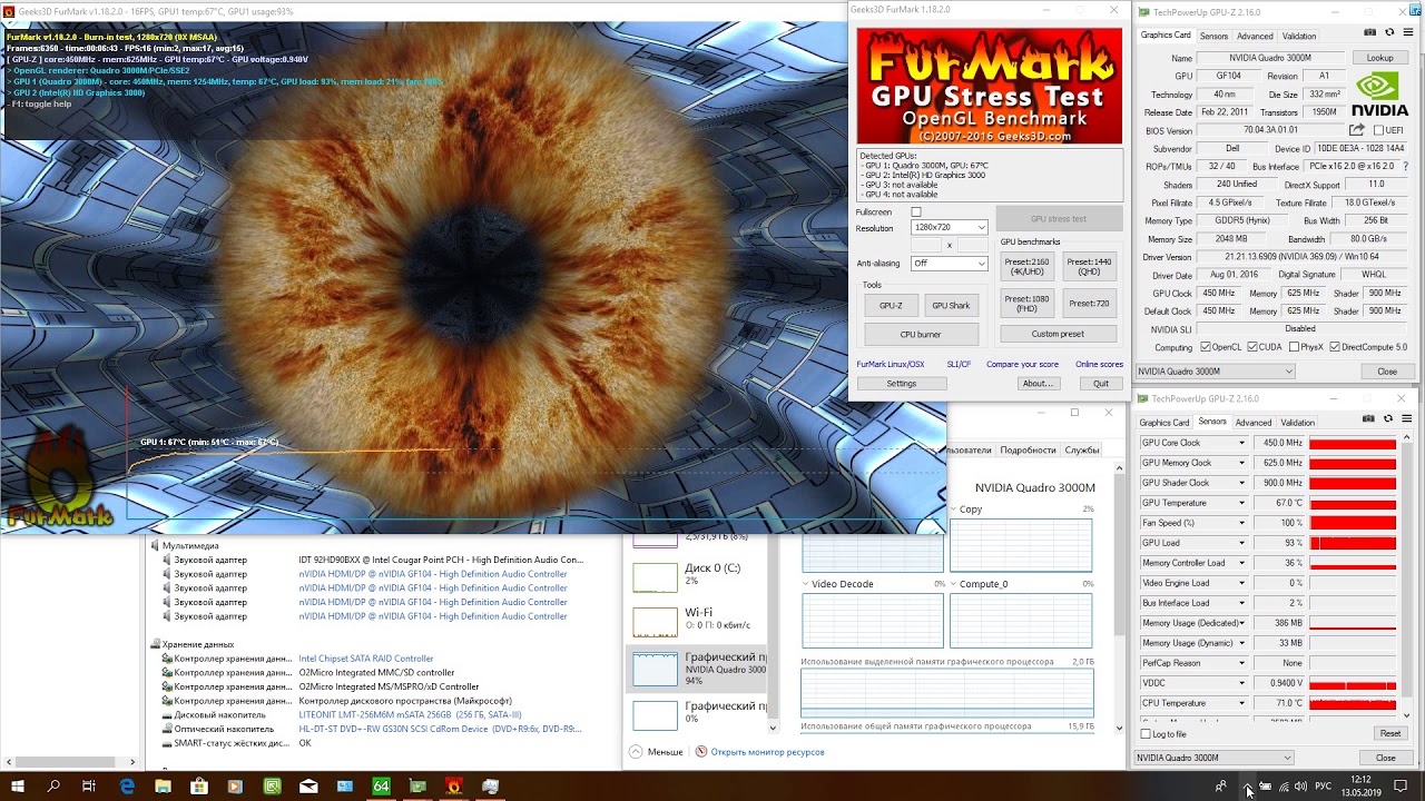 FurMark GPU Stress Test Nvidia Quadro 3000M 2Gb YouTube