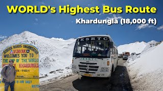 WORLD'S Highest Bus Journey | Leh to Khardungla Top | *Got Stuck at 18000ft* #leh #khardungla