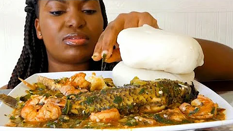 okro soup with fufu/ Nigerian African food  Mukbang