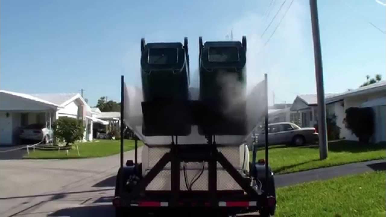 Trash bin cleaner & 30" vacuum recovery surface cleaner for dumpster