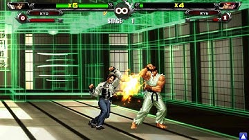 Kyo (White) vs Ryu and Mai Highlights [ KOF WING EX v1.02 ]