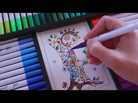 ASMR AUSMALEN ❤️🧡💛💚💙💜 MIT 100 STIFTEN (PAPER SOUNDS + TAPPING) DEUTSCH/ GERMAN