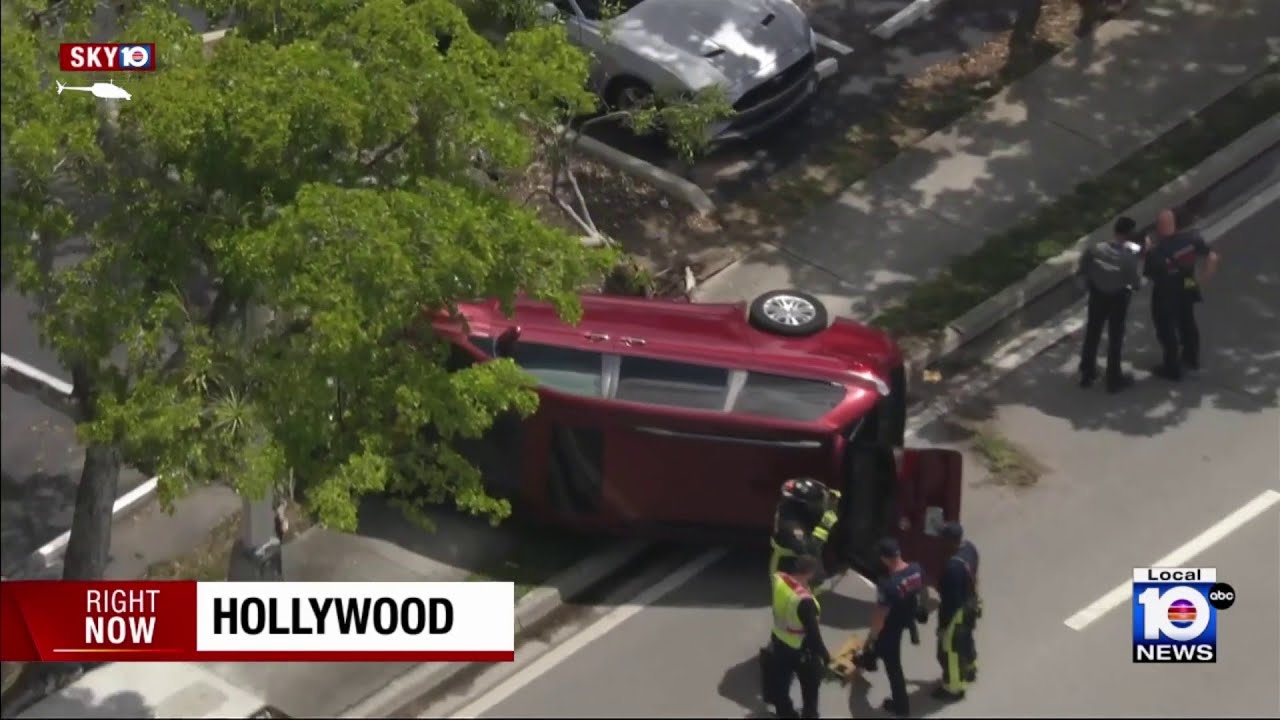 Rollover crash in Hollywood under investigation - YouTube