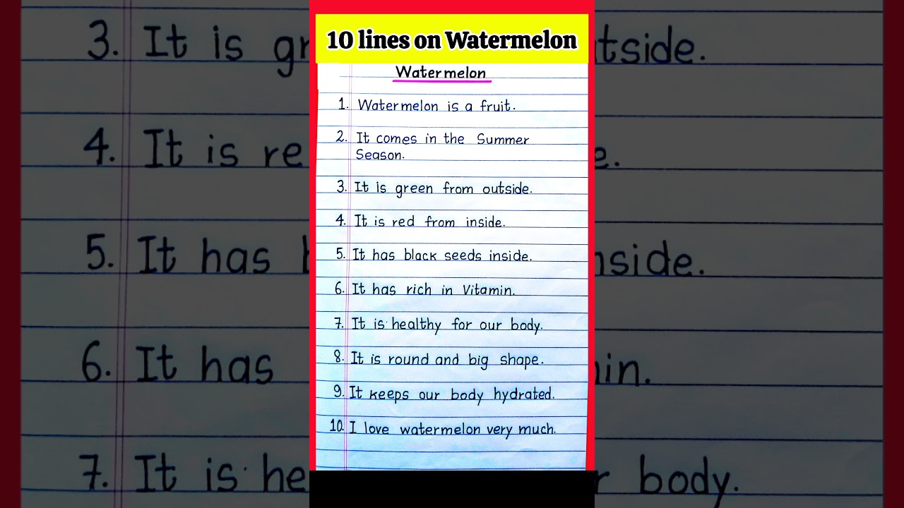 10 lines about watermelon | my favourite fruit watermelon essay in english 