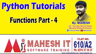 Python Tutorials | Python Online Training | Functions Part - 4 | Nested Functions | by Mahesh
