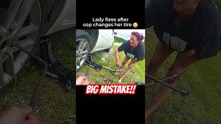 Beta Karen FLEES After Cop Changes Her Tire 🤯 #cops #police #bodycam