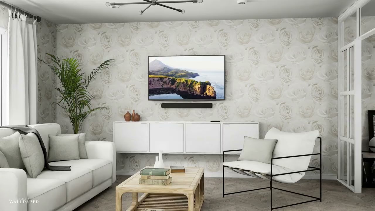 Melany Rose Wallpaper Ivory and Cream World of Wallpaper AF0015 - 3D Room