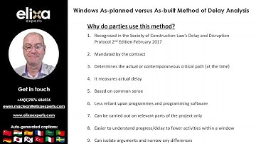 8. Windows As-planned versus As-built Method of Delay Analysis Part 2
