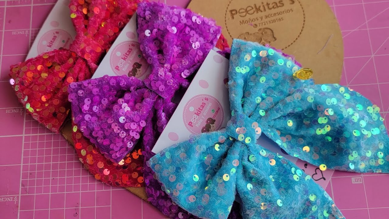 Moño coletero de lentejuela de 7.5 cm 🎀🫶