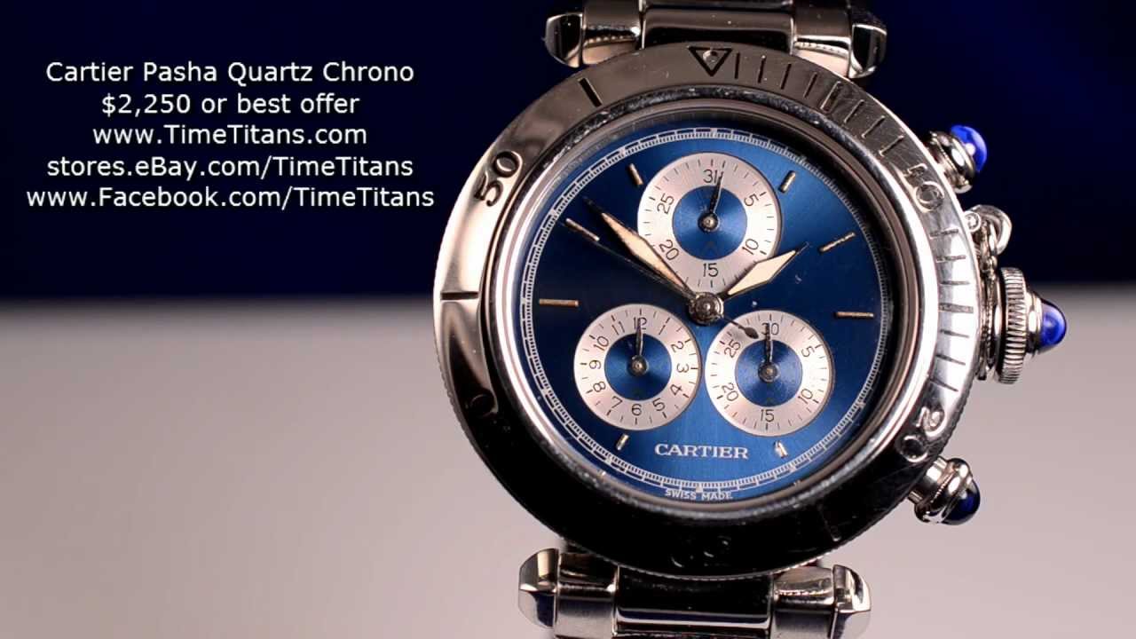 Cartier Pasha Quartz Chrono Blue - YouTube