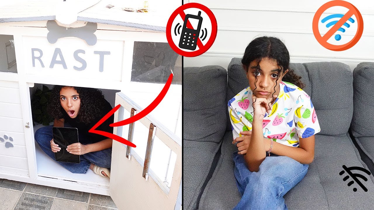 يوم كامل بدون اى اجهزة ⛔️📵.. نور استخبت في بيت الكلب 😄🐶