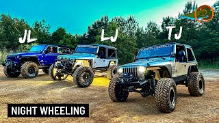 Jeeps Hit The Trails After Dark | Night Wheeling RAW Footage!