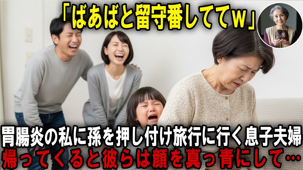 ノロウイルスで体調不良の私に孫を無理やり押し付け旅行に行く息子夫婦。私は孫と共にある場所へ向かいました…