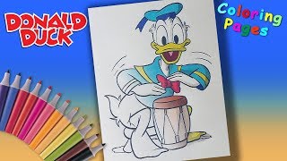 Donald Duck Coloring Book for Kids. Donald Duck plays the drum Coloring page Donald Duck Coloring Book for Kids. Donald Duck plays the drum Coloring page