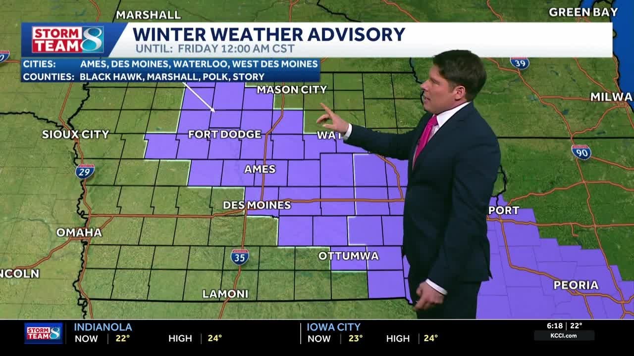 Iowa weather: Winter weather advisory as snow moves across Iowa - YouTube
