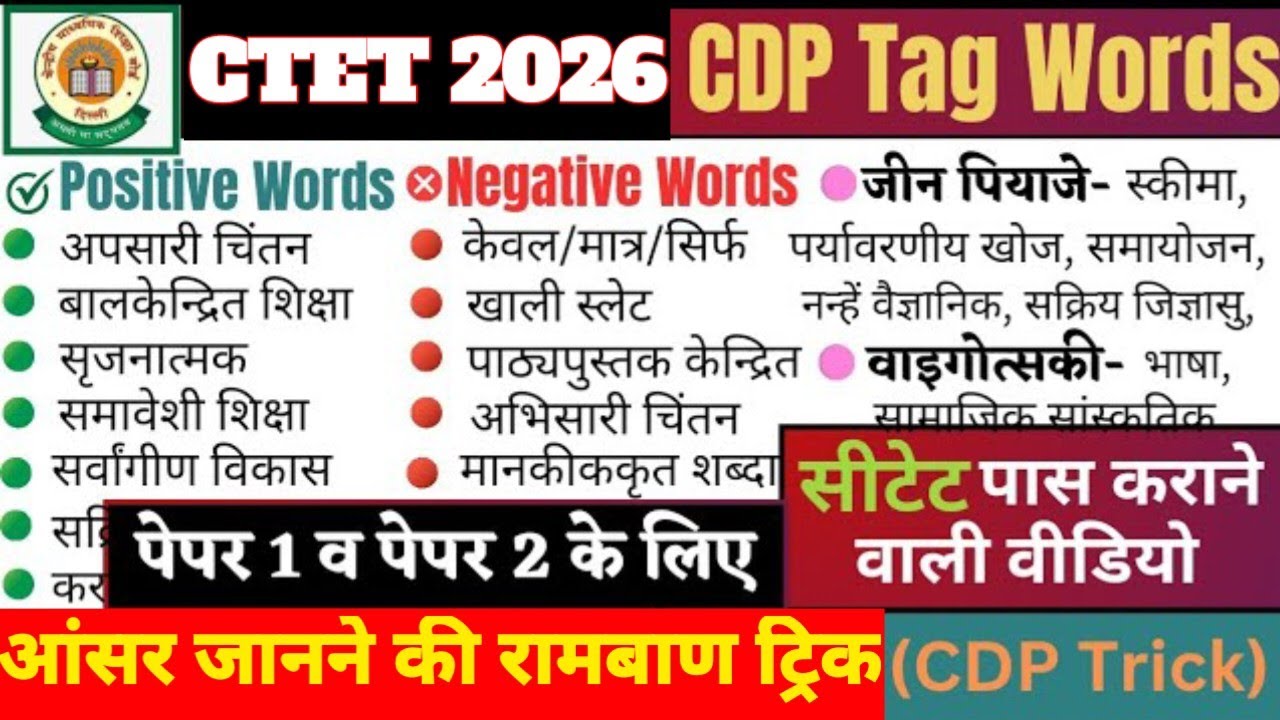 CTET JANUARY 2026 TAG WORDS|CTET MAGIC TRICKS|CTET POSITIVE NEGATIVES WORDS CTET PASS TRICKS 