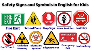 Safety Signs and Symbols in English for Kids |  Safety Signs and Public Signs with their Meanings