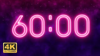 1 Hour Countdown Timer - Neon [4K]