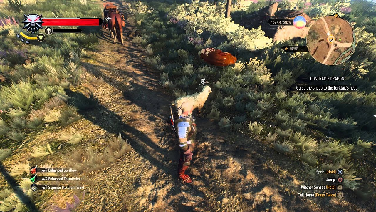The Witcher 3 - Contract: Dragon: Follow Tracks, Use Sheep as Bait (Forktail Fight) Vagn Reward PS4