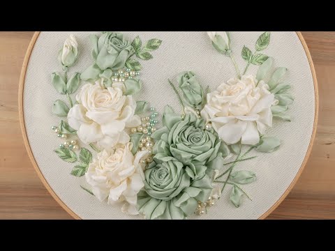 Ribbon Rose Embroidery Tutorial / آموزش روباندوزی گل رز با آفاق امیریان