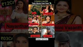 Toxic Movie Cast Fees?😈||#yash #kiaraadvani #nayanthara #rukminivasanth || #shorts