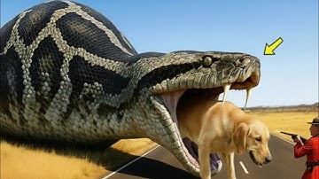 Brave Heroes Save Hyperactive dog From Deadly Giant Python.Video purpose is saving wildlife