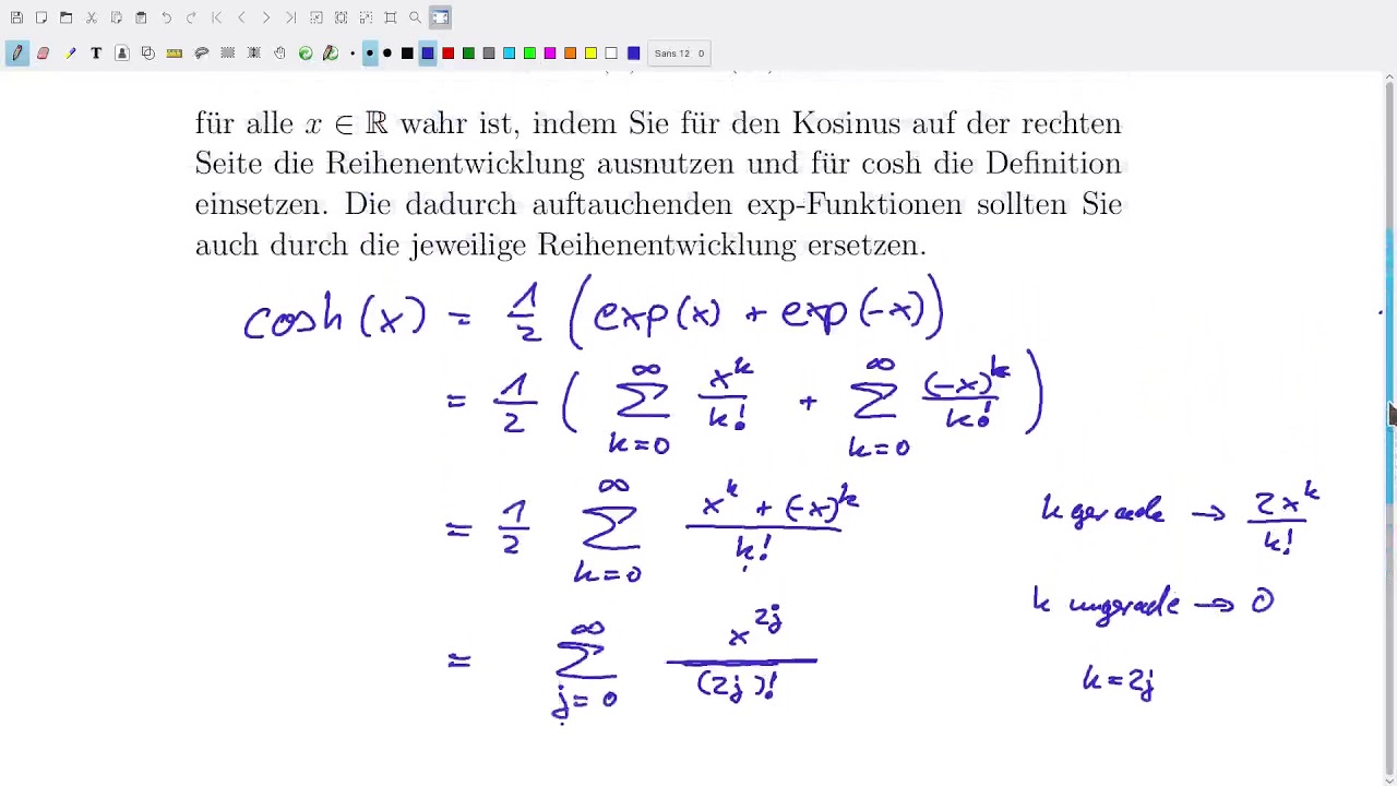 Analysis Aufg. 12.17 Zusammenhang zwischen cosh(x) und cos(x) - YouTube