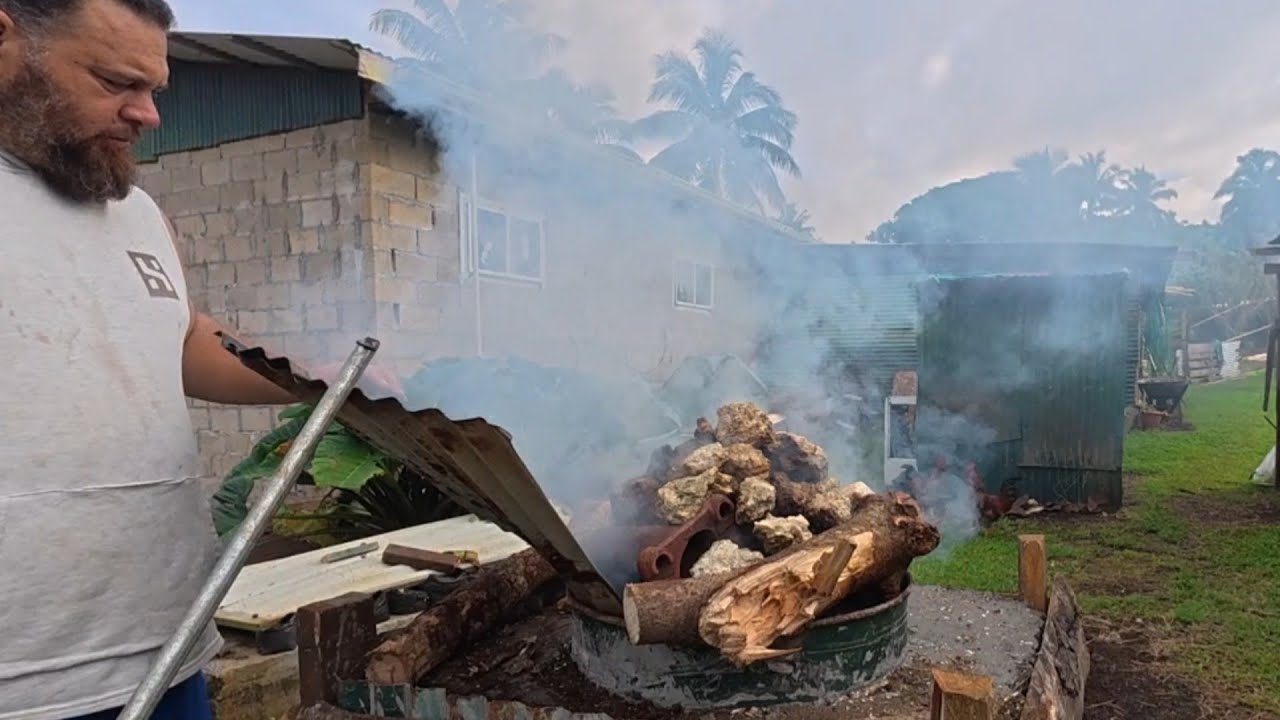 Sunday traditional Umu cook up. (Trying out the new in ground oven Umu)