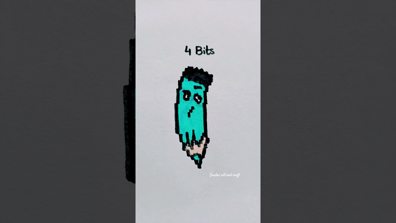 64 bits 32 bits 16 bits 8 bits 4 bits 2 bits 1 bit #pixelart #shortsfeed #pencildrawing #viral