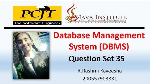 Java Institute || Database Management System(DBMS) || Question set 35