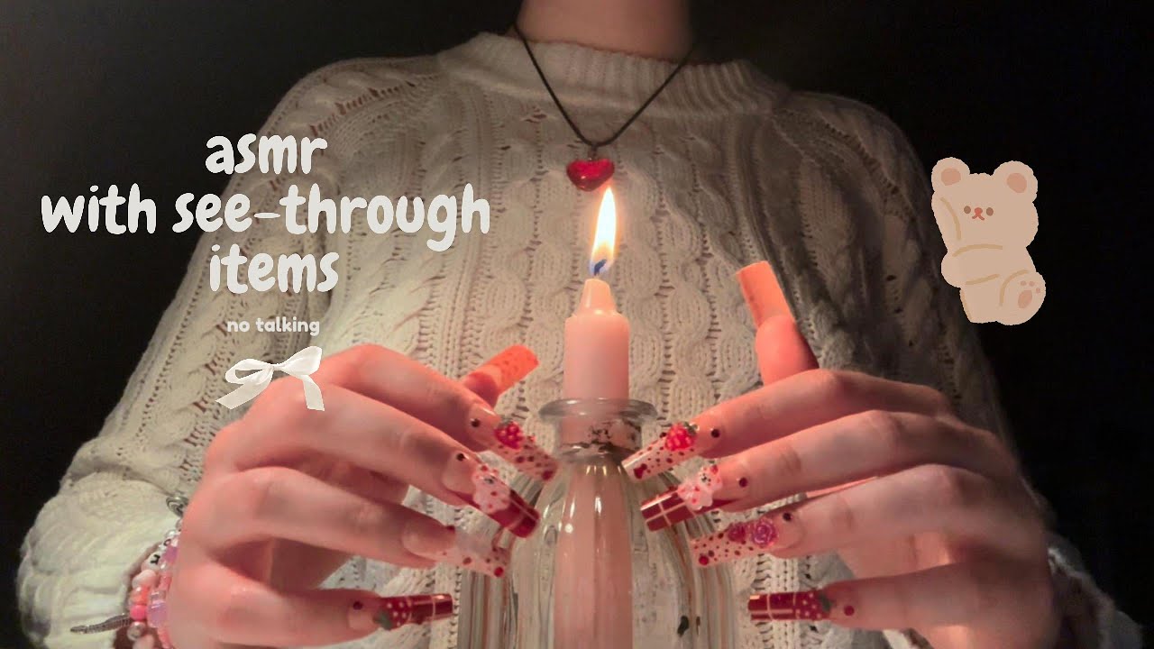 ASMR tapping on see-through items ★ no talking, to sleep / study / relax, with candle light ★