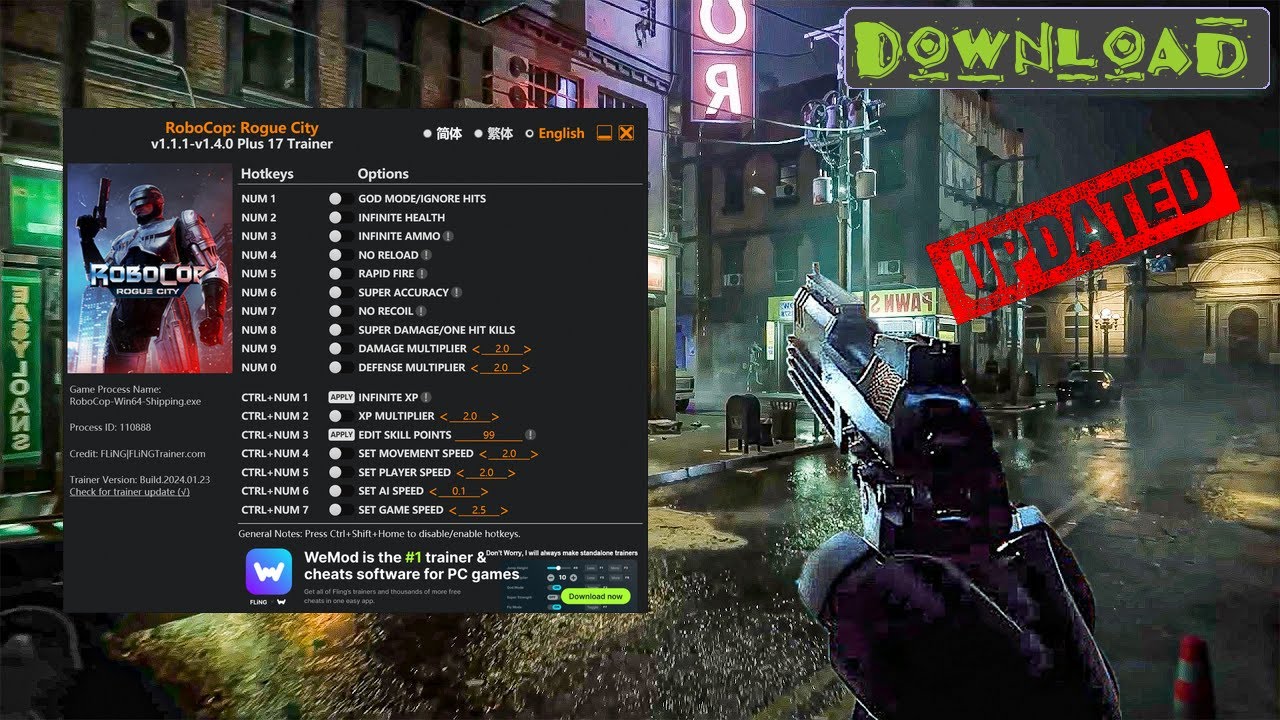 New cheat/trainer for game RoboCop Rogue City | Trainer software