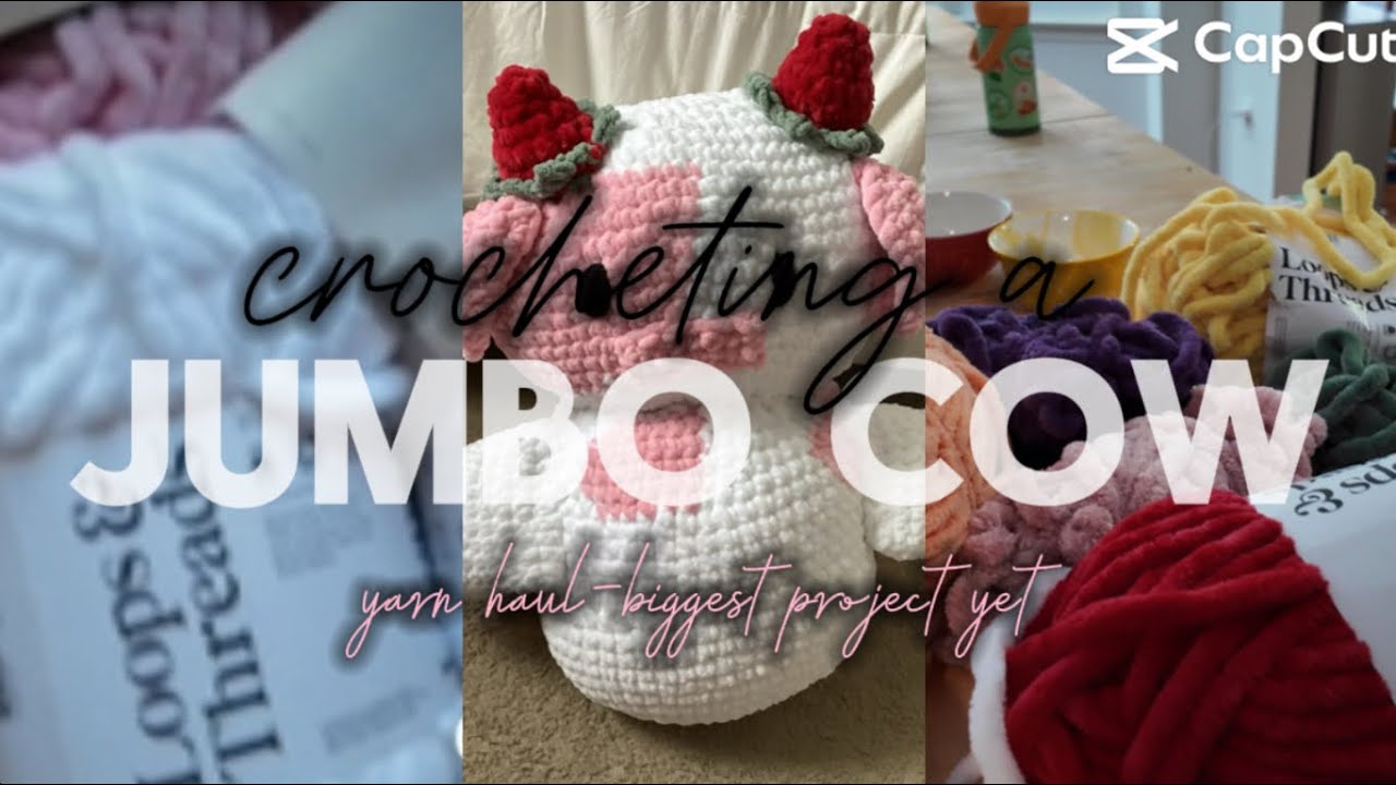 crocheting a jumbo cow!! my biggest project - how much yarn it took - how much it weighs 