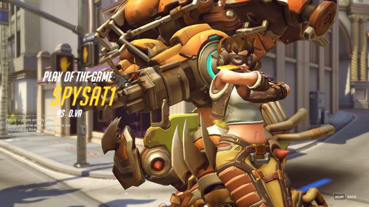 Overwatch - D.Va 짜증나 Play of the Game (POTG) in Hollywood - Fusion Cannons and Booster Slam