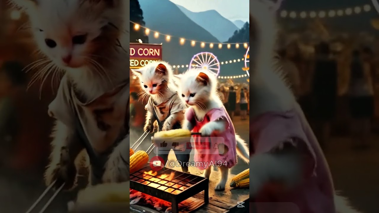 Two Poor Kittens Brothers Are Mocked for Eating Noodles in the Trash #DreamyAI #catstory #PoorCat