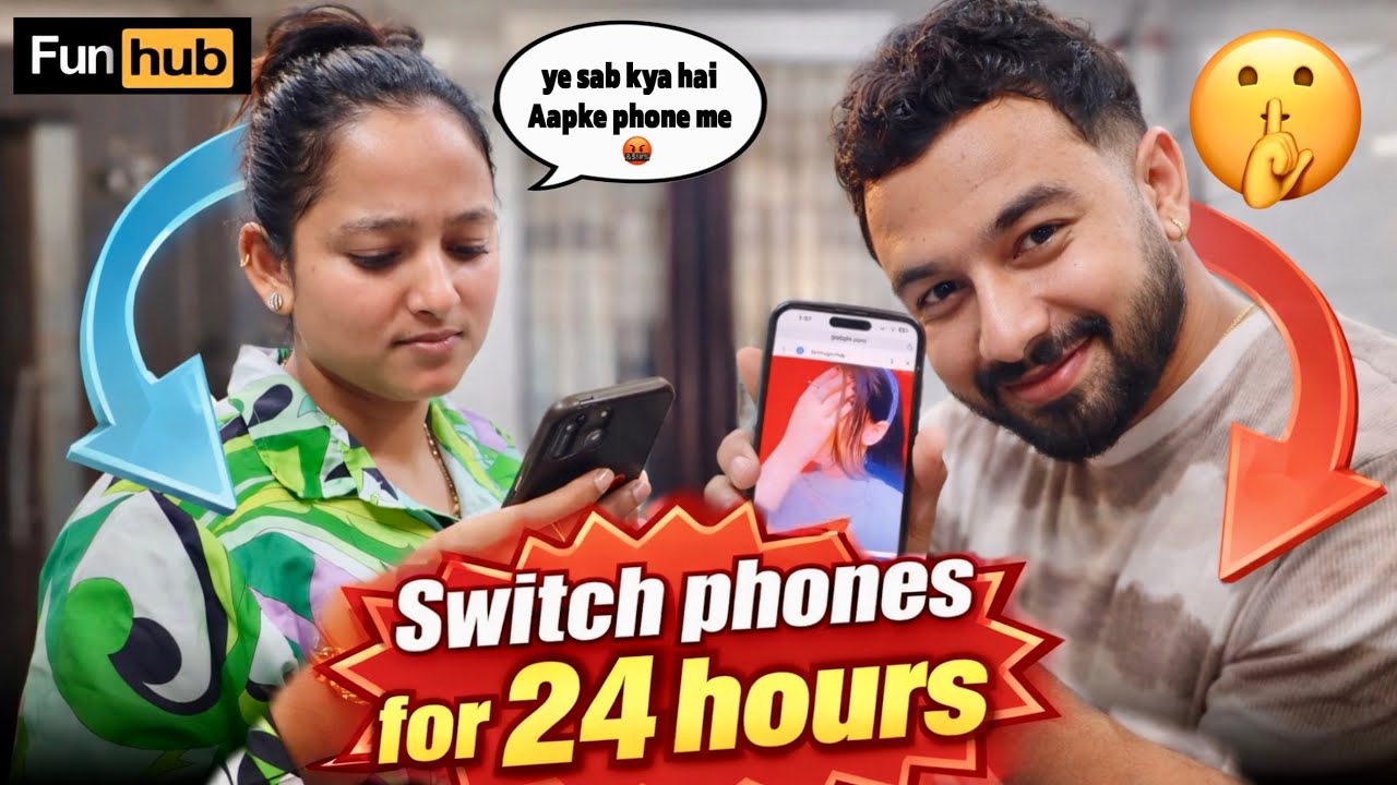 Switch phones for 24 hours challenge || priya jeet vlogs #couplevlogs #funny 