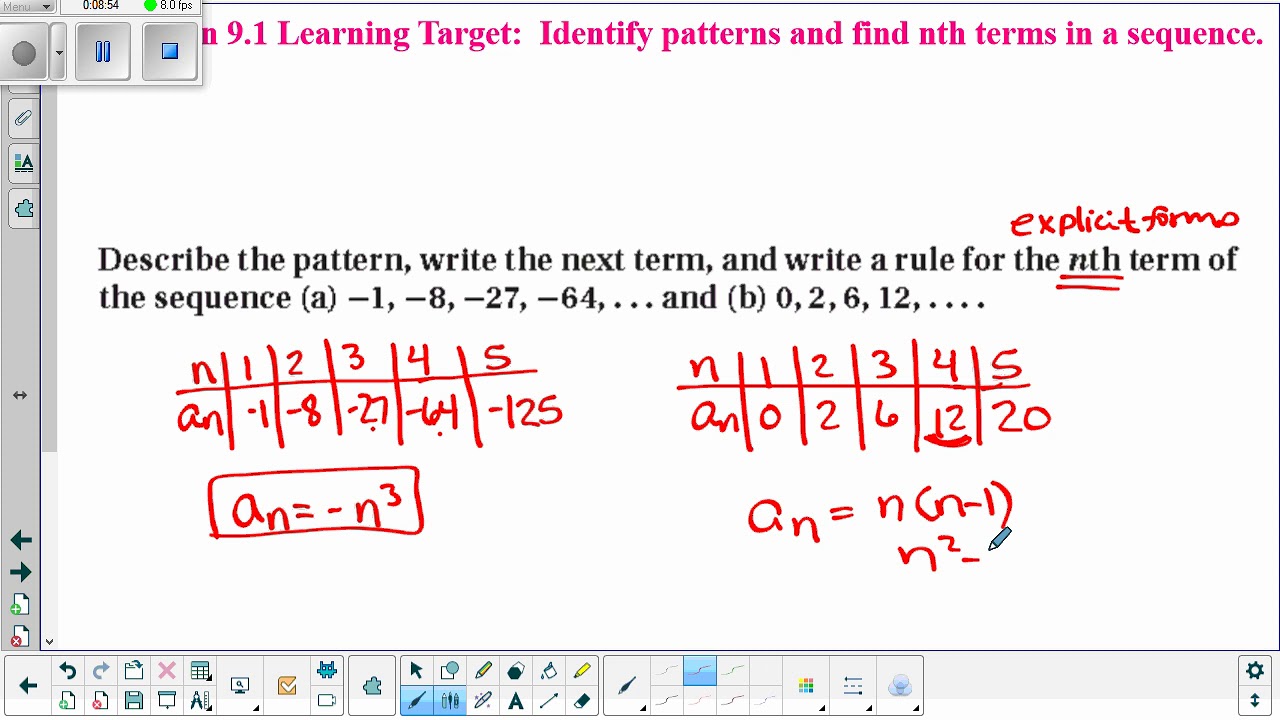 Mrs. Eischens Alg 2 Lesson 9.1 Sequences - YouTube