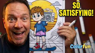 80s Throwback Skater Coloring | Satisfying Marker Art