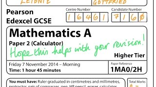 GCSE Maths Edexcel November 2014 Calculator (FULL PAPER)