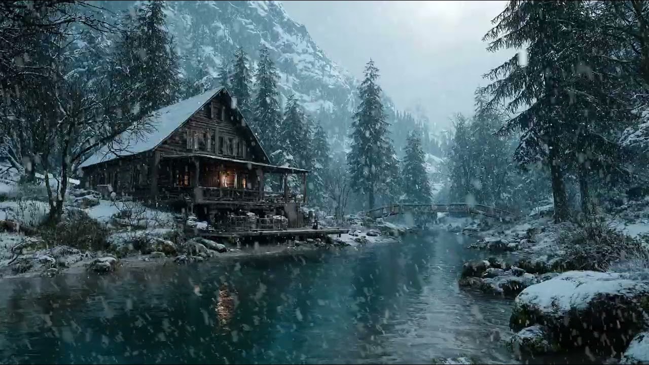 Heavy Snowstorm Surrounding a Quiet Frozen Winter Night | Strong Wind Sounds for Long Deep Sleep