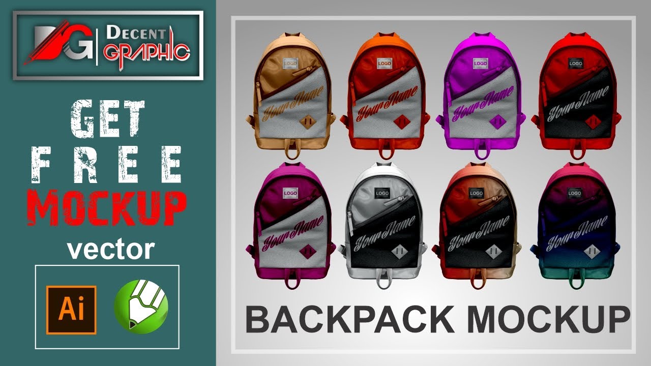 Free Mockup Backpack Editable Mockup Free in Adobe Illustrator & CorelDraw