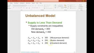 Unbalanced Transportation Model