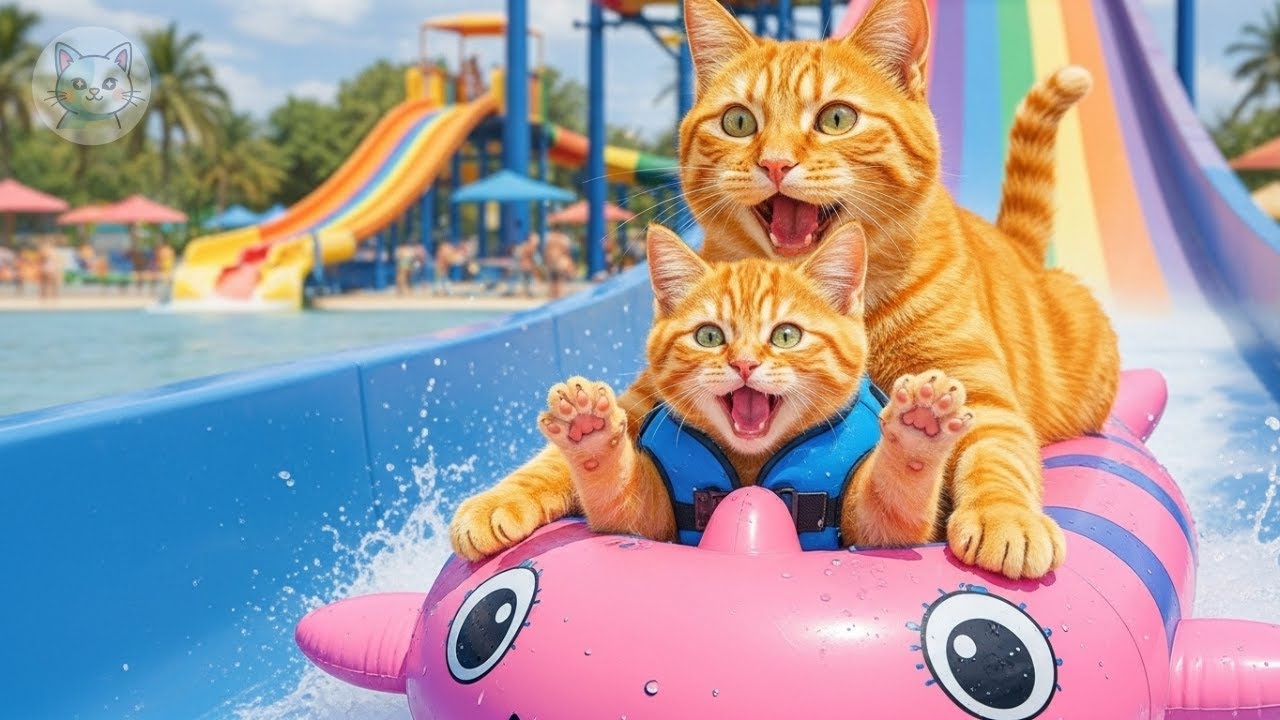 Mama Cat & Kitten Make Grape Juice to Save for a Summer Water Park Adventure | Mama Cat's Childhood