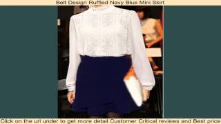 Belt Design Ruffled Navy Blue Mini Skirt