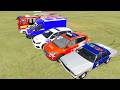 TRANSPORTING POLICE CARS and AMBULANCE EMERGENCY VEHICLES WITH MERCEDES POLICE TRUCKS, p170