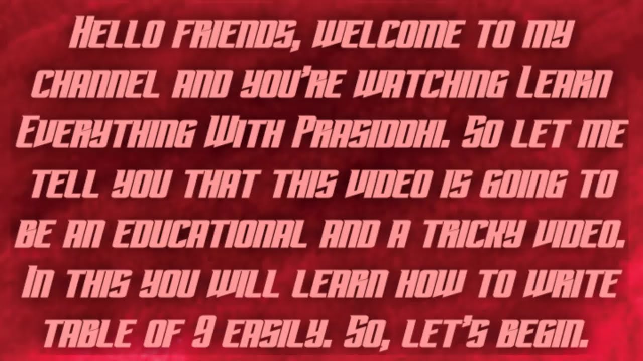 How to write table of 9 with a trick | Table of 9 | 